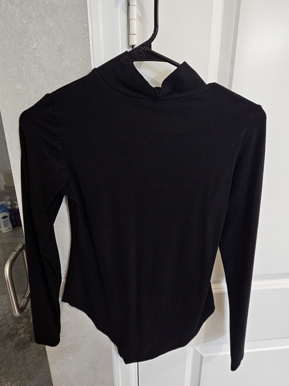Black Women's Mock Neck Long Sleeve Top Bodysuit